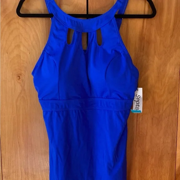Women's Blue Halter Swim Top - Picture 2 of 6